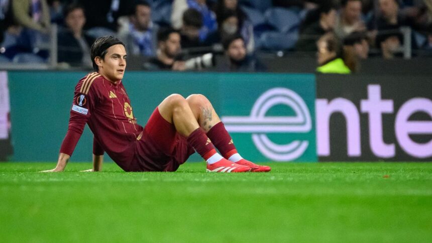 Porto-Roma 1-1, gol di Celik e Moura. Dybala infortunato, Cristante espulso