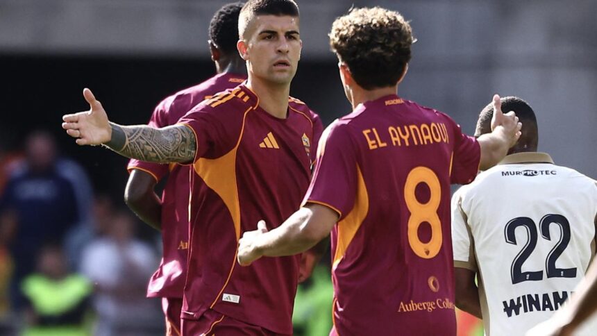 Lens-Roma 0-2: Mancini e Soulé in gol contro i francesi