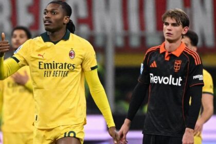 clamoroso errore di Maignan, ne approfitta Nico Paz, Leao salva i rossoneri