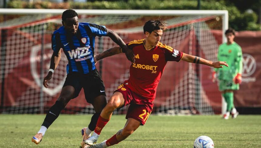 doppietta de La Joya, ma la Roma in 10 (espulso Wesley) si fa rimontare dal 3-0